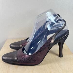VTG Couture Donald J Pliner Slingback Heels Made in Italy Leather 90s Classic